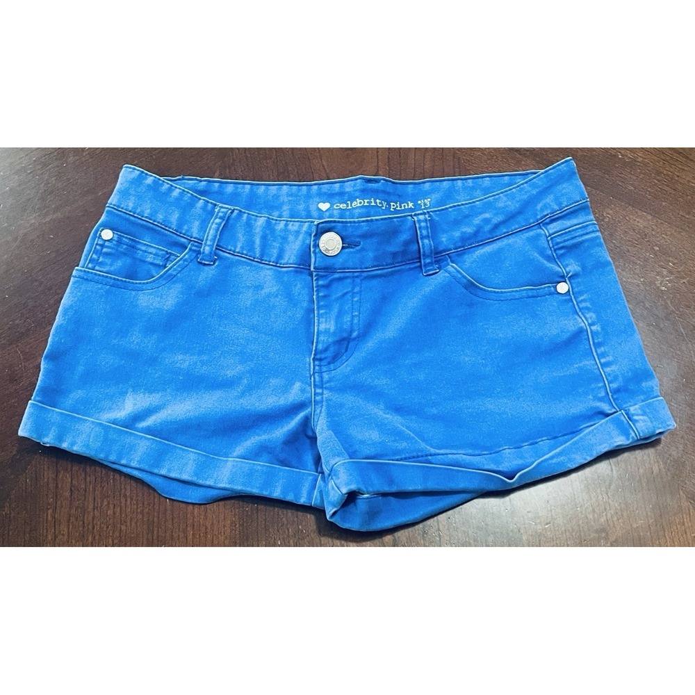 Celebrity Pink Women's Size‎ 13 Blue Stretch Denim Shorts Mid Rise Summer Casual